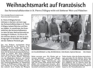 Waiblinger Kreiszeitung du 22 décembre 2015