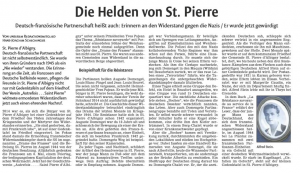 "Les héros de Saint-Pierre" (Waiblinger-Kreiszeitung - 8/1/2016)