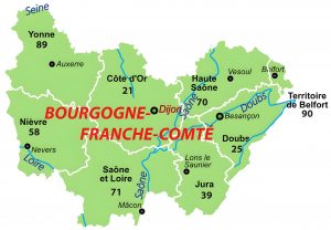 Carte de la Région Bourgogne Franche Comté