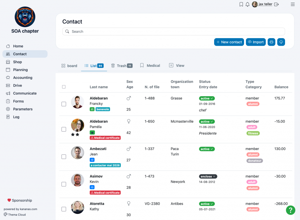 Members list view