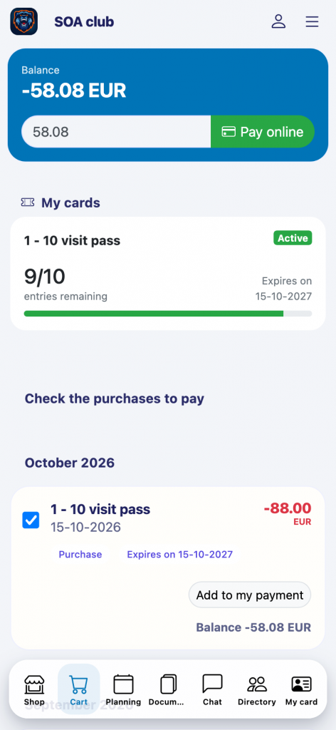 Viewing class packs on a smartphone.