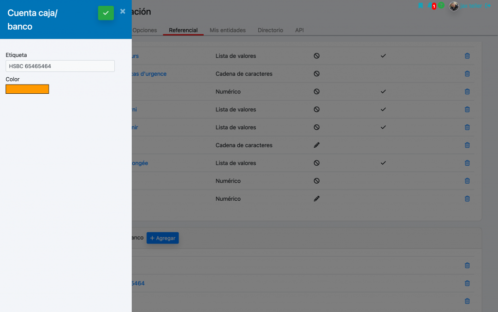 contabilidad de asociaciones, configuración de cuentas bancarias