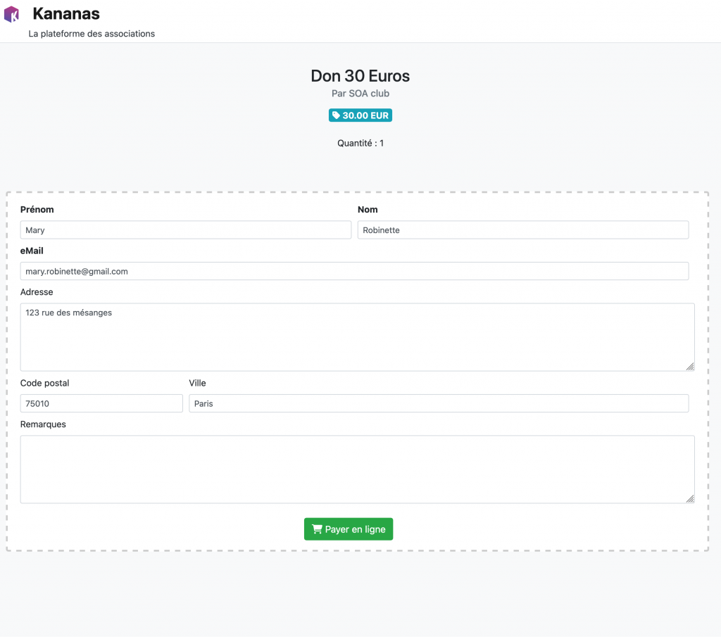 faire un don Kananas